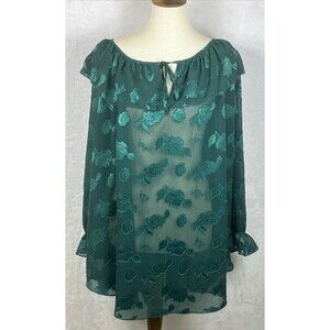 Vintage J.O. Intimates Top Long Semi-Sheer Green Size Small